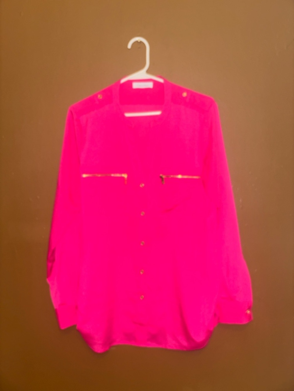 Calvin Klein Hot Pink Silk-Look Top